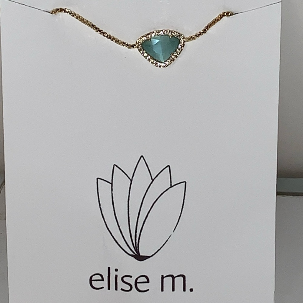 Elise M. Mosaic Aqua and Gold Tone Adjustable Bracelet